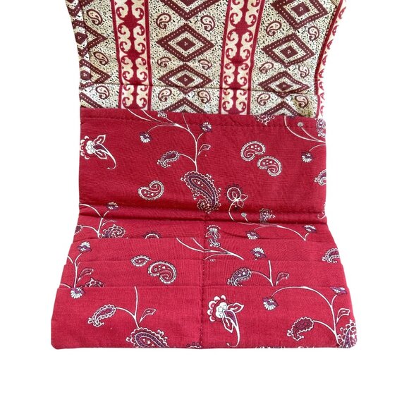 Vera Bradley Retired Vintage Checkbook Wallet Red‎ Creme Paisley - Picture 6 of 7